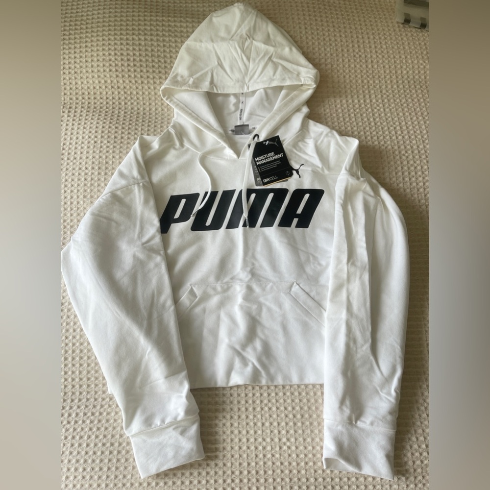 New - PUMA Women's Essentials Hoodie Cropped Logo Fleece Medium Oversized - Picture 8 of 8
